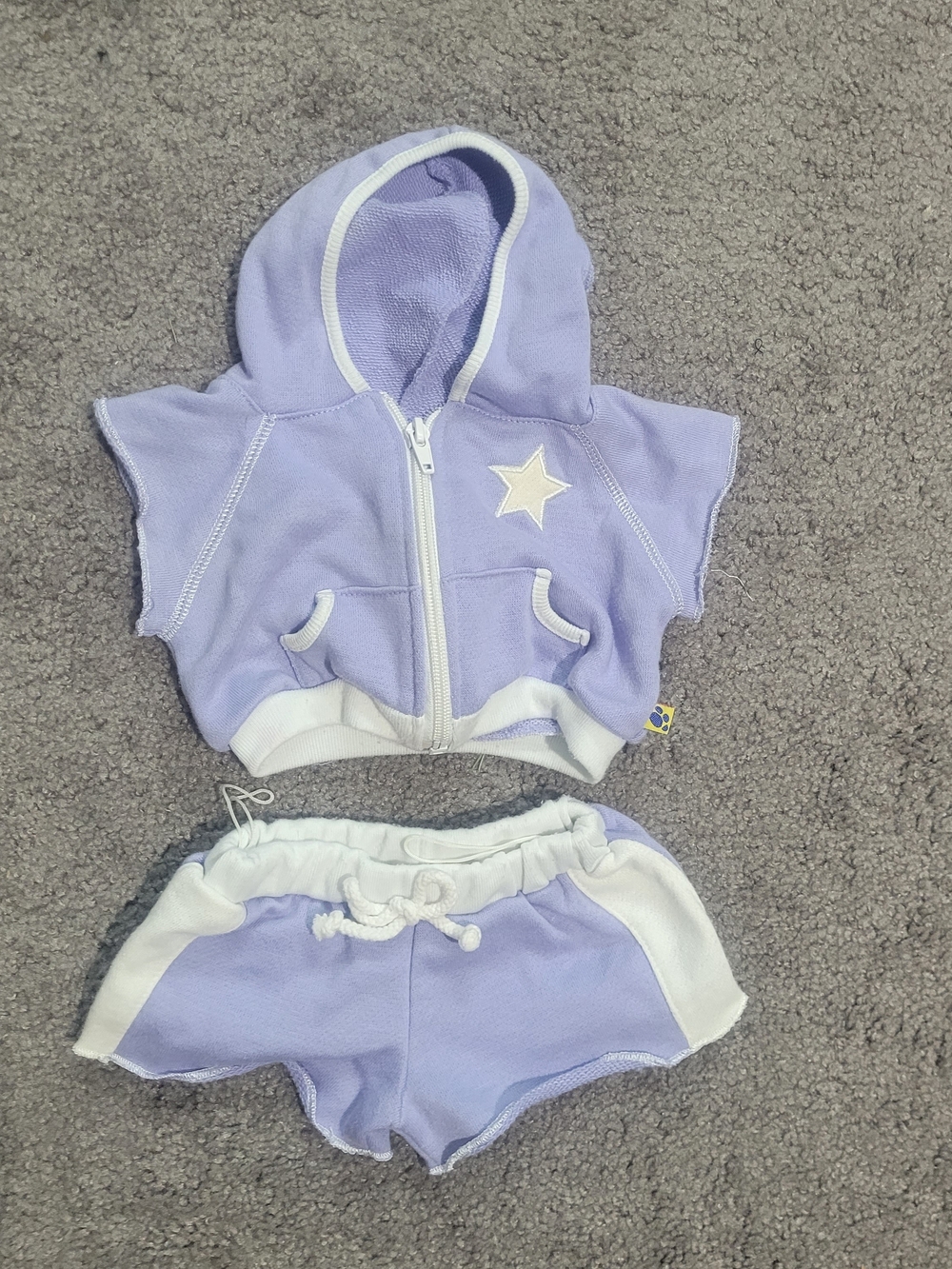 Build-A-Bear Lavender Hooded Short Set with White Star